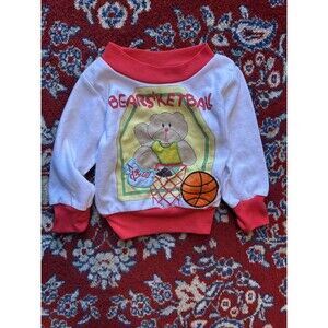 Vtg Boys Confetti 0-6 Months Basketball Sweatshirt Sweater Baby Bear